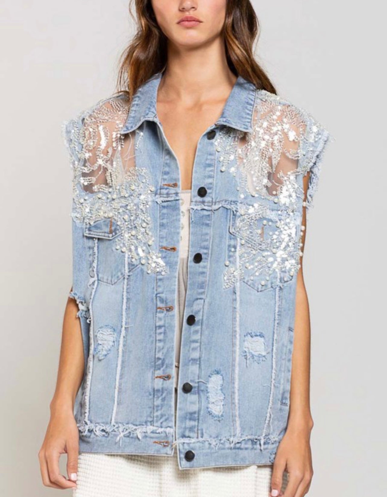 Shine bright denim vest