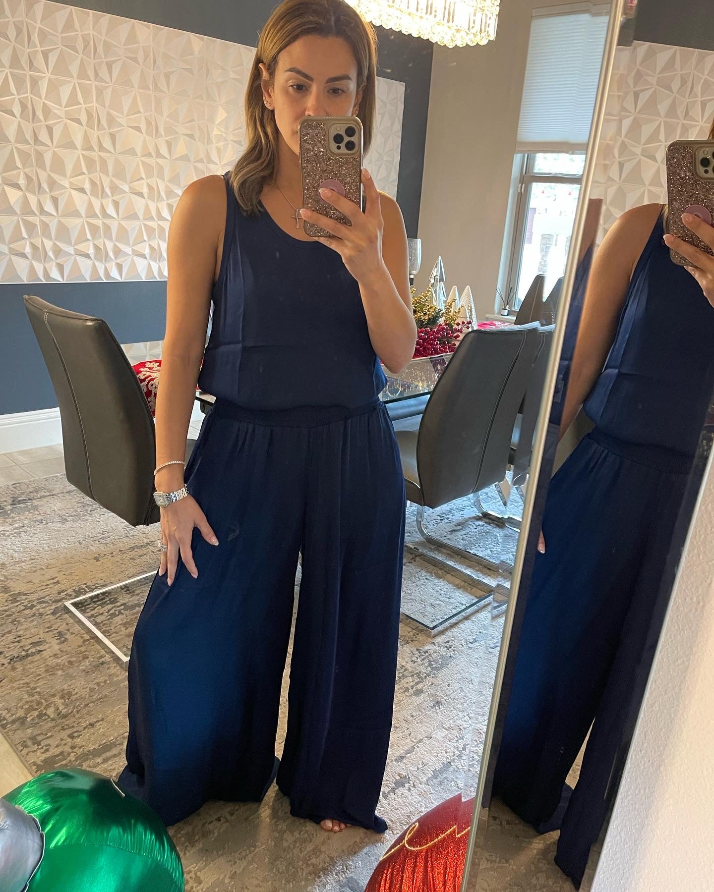 Satin wide leg set