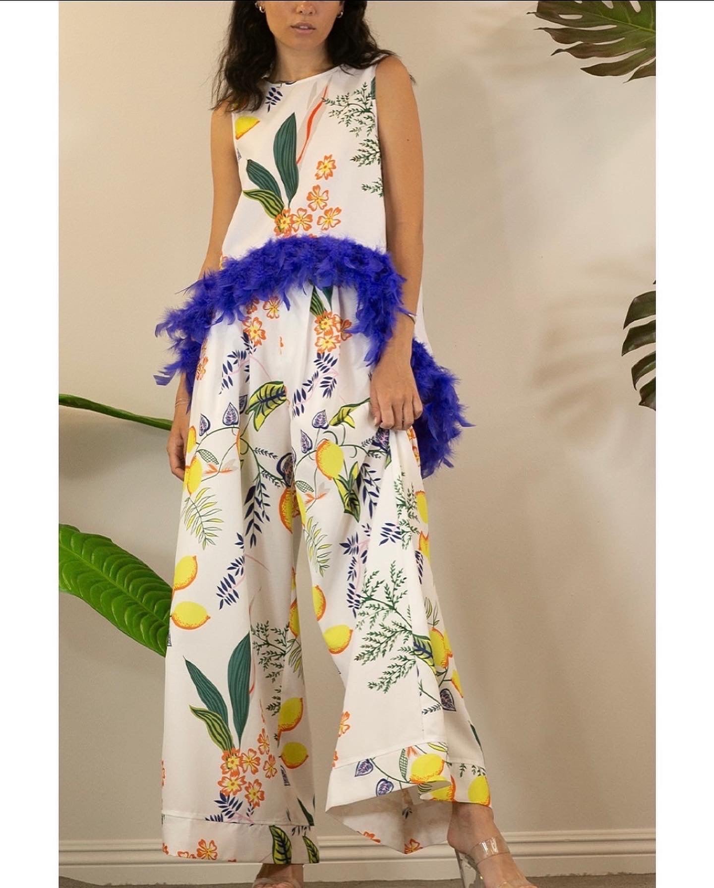 Floral feather Pant Set