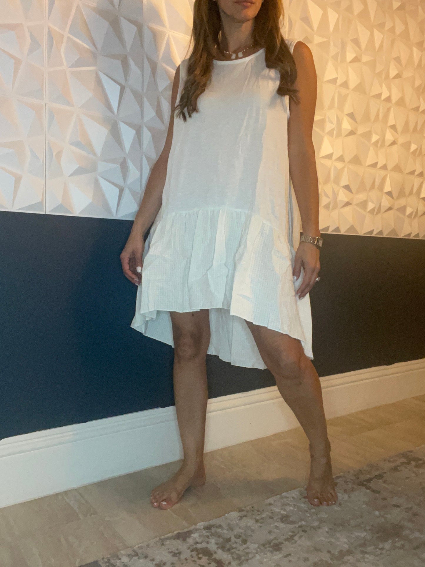 White hi-low dress
