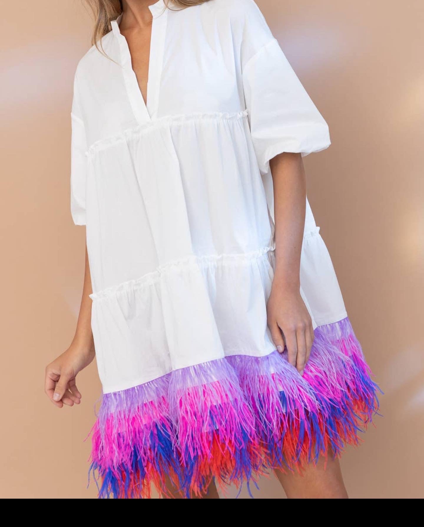 Multicolor feather dress