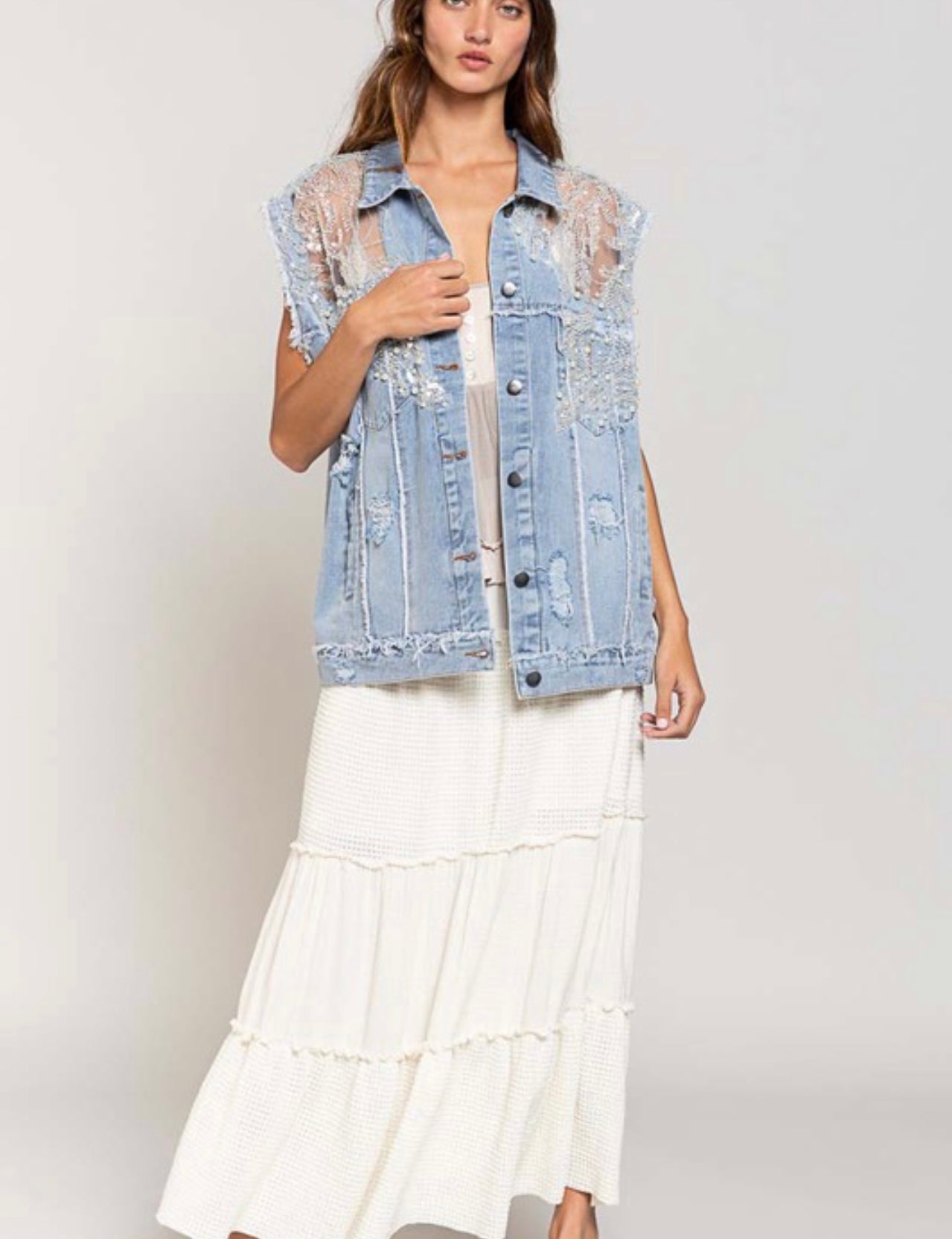 Shine bright denim vest