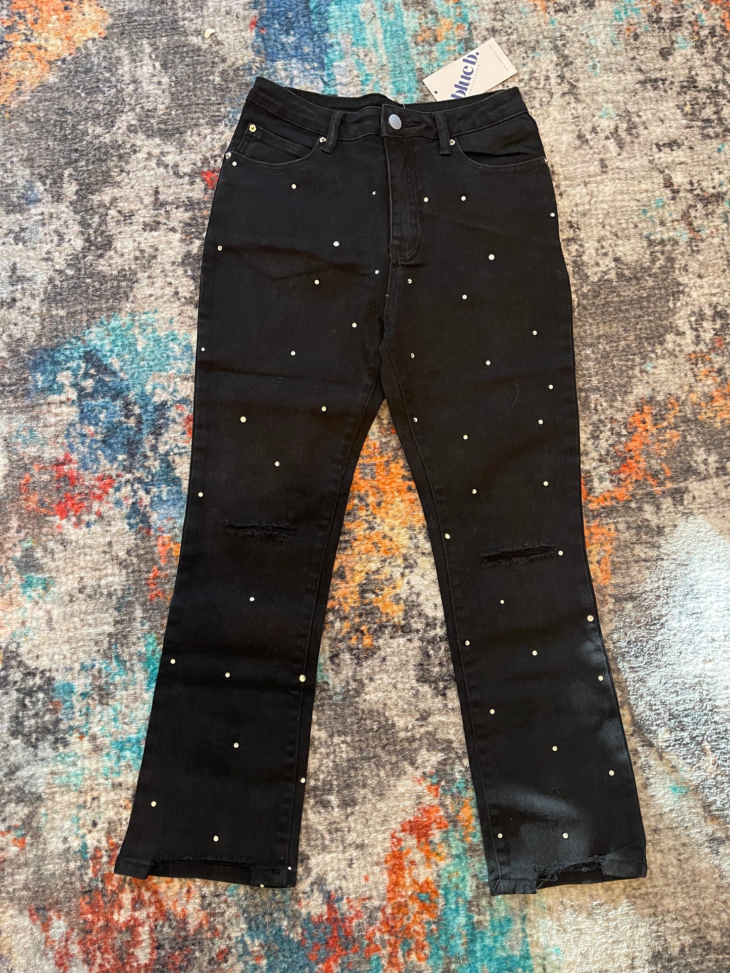 Rhinestone crop Jeans