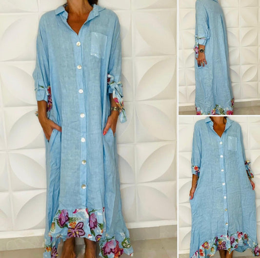 Floral linen dress