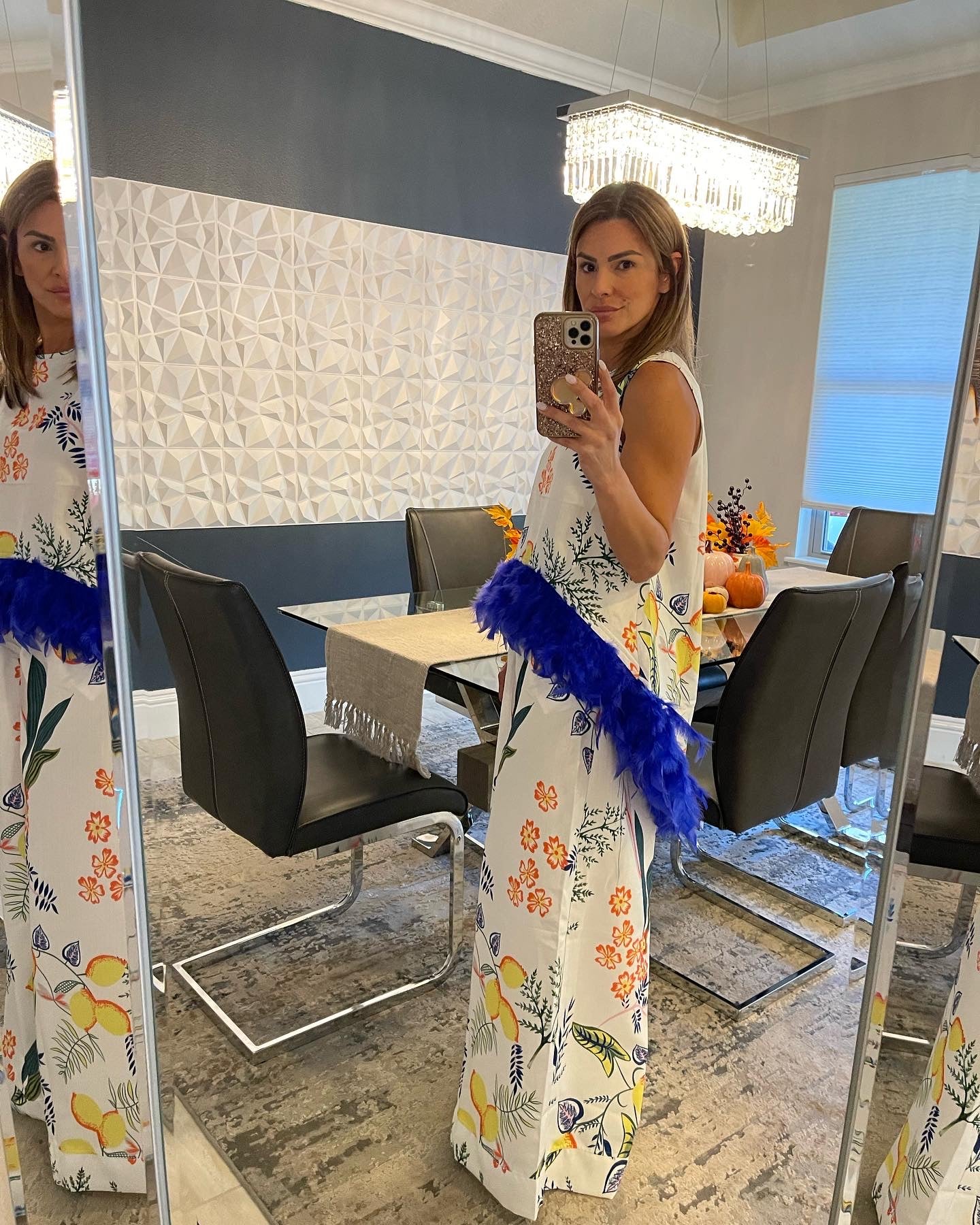 Floral feather Pant Set