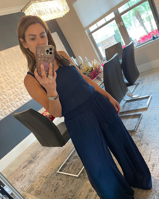 Satin wide leg set