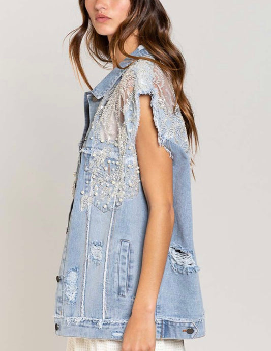 Shine bright denim vest